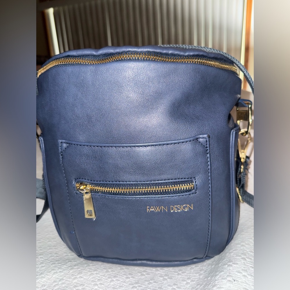 Fawn Design Navy Baby Crossbody Bag with Gold Accents